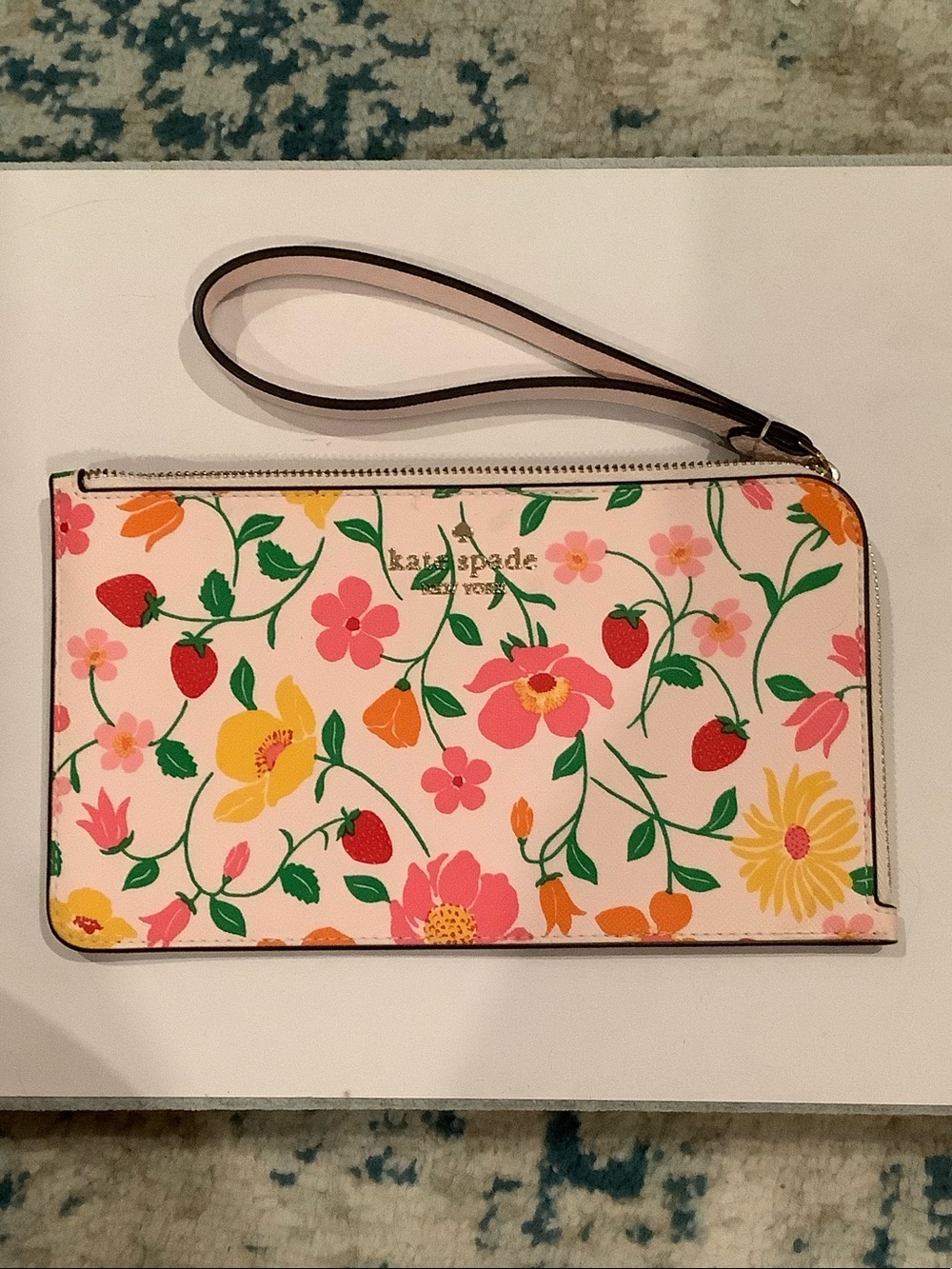 kate spade Floral Strawberry Print Wristlet in Light Pink FIRM PRICE